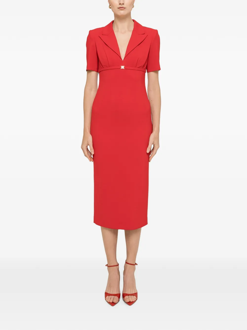 NISSA fitted midi dress - Rosso