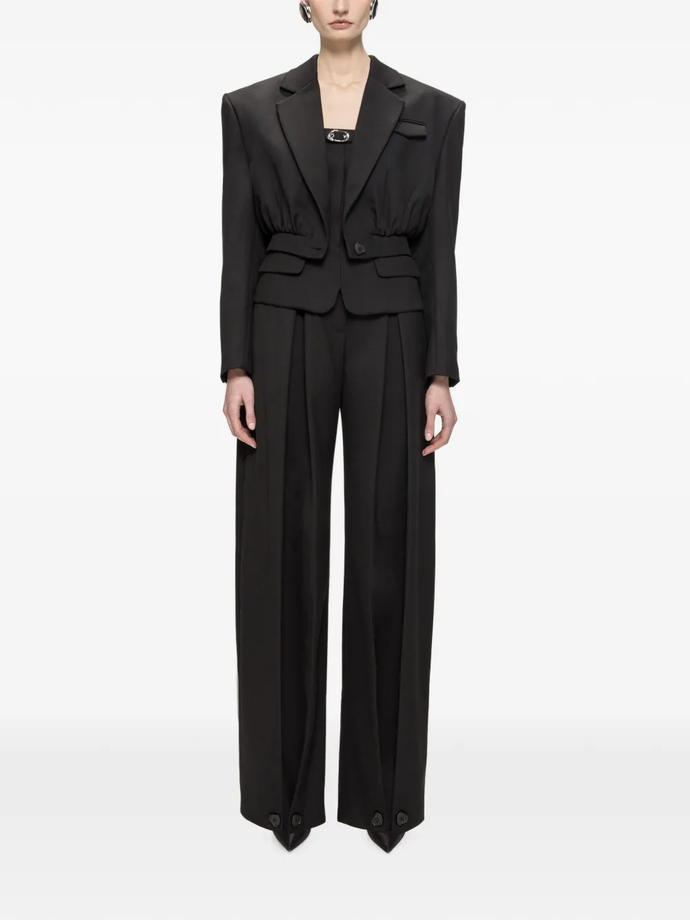 NISSA Cropped gesmockte blazer Zwart