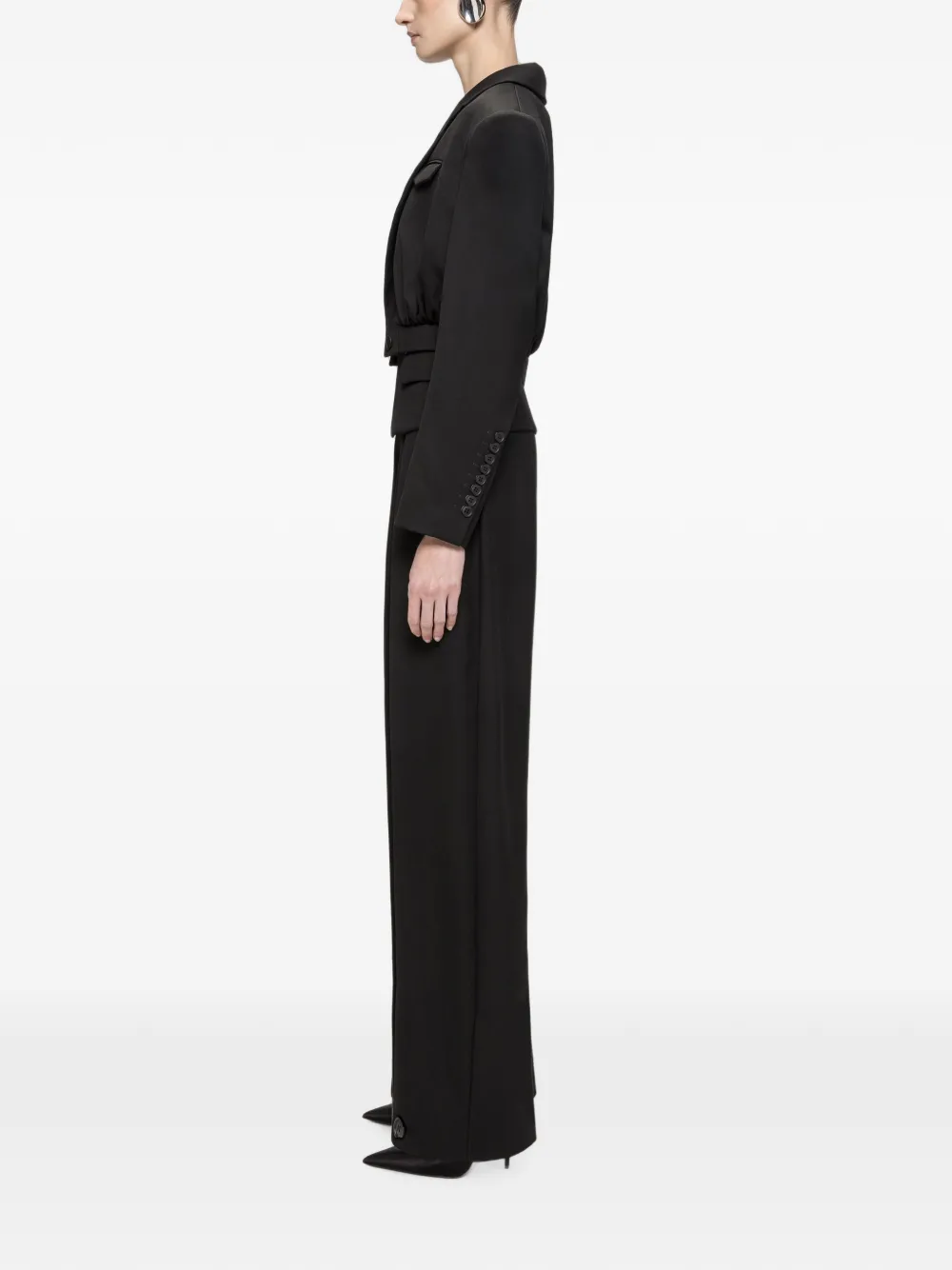 NISSA Cropped gesmockte blazer Zwart