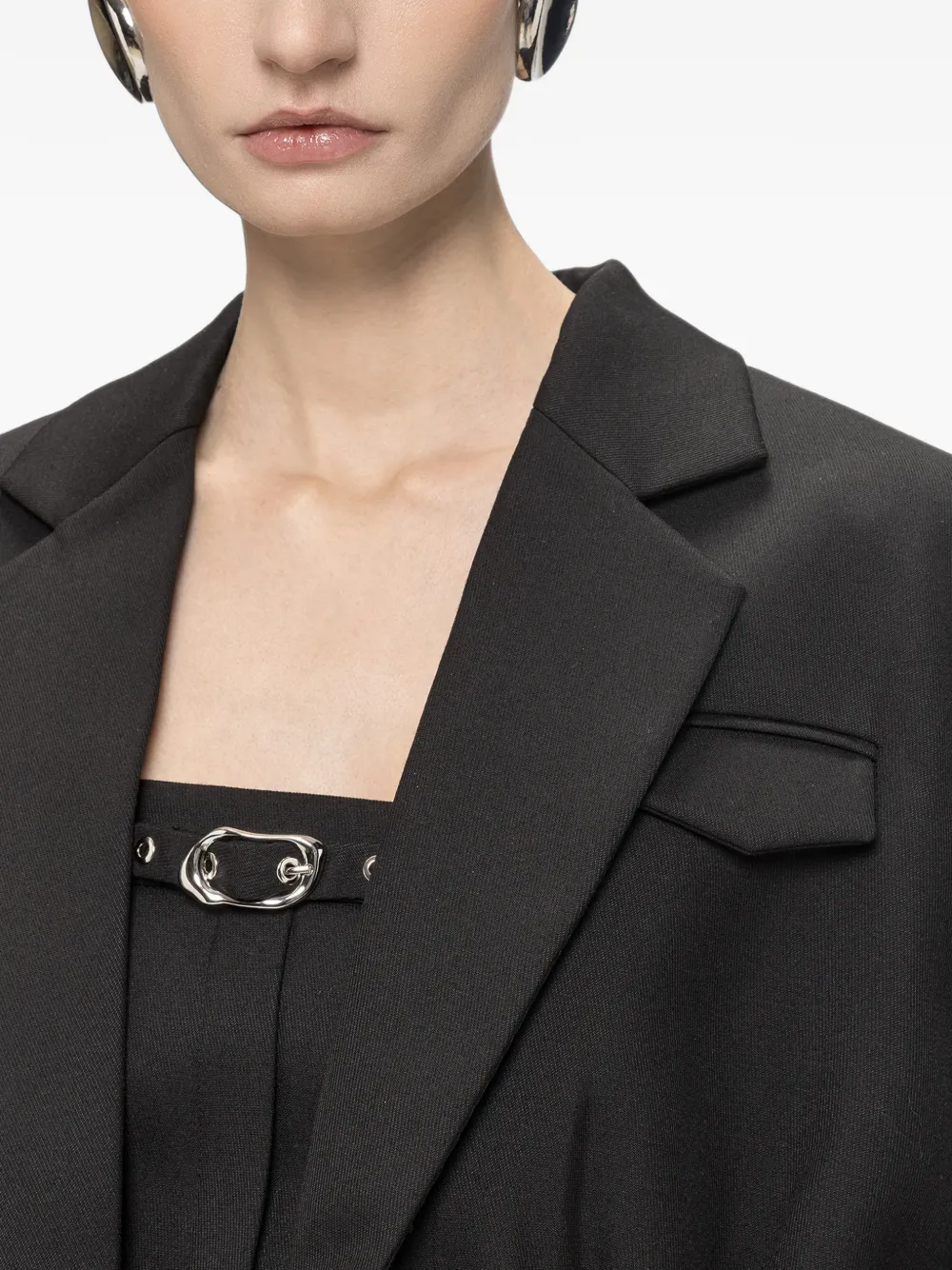 NISSA Cropped gesmockte blazer Zwart