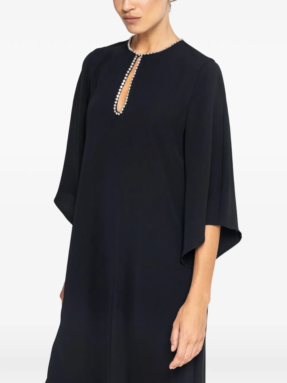 NISSA crystal-detail relaxed midi dress - Nero