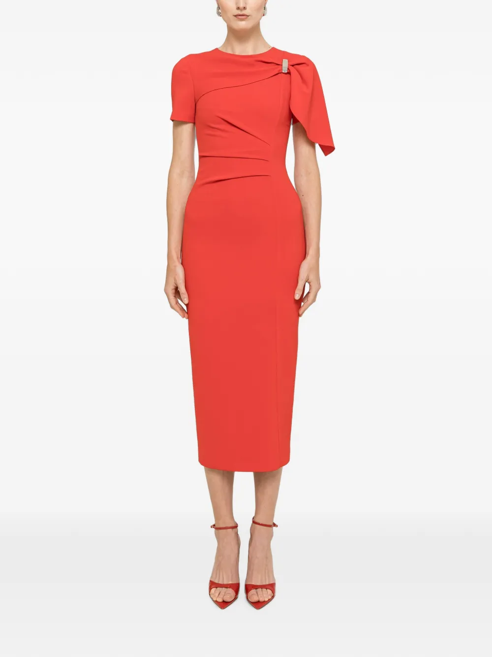 NISSA fitted midi dress - Rosso