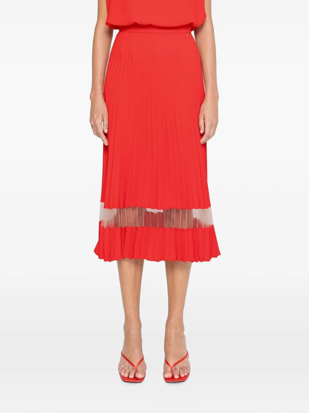 NISSA pleated midi skirt - Rosso