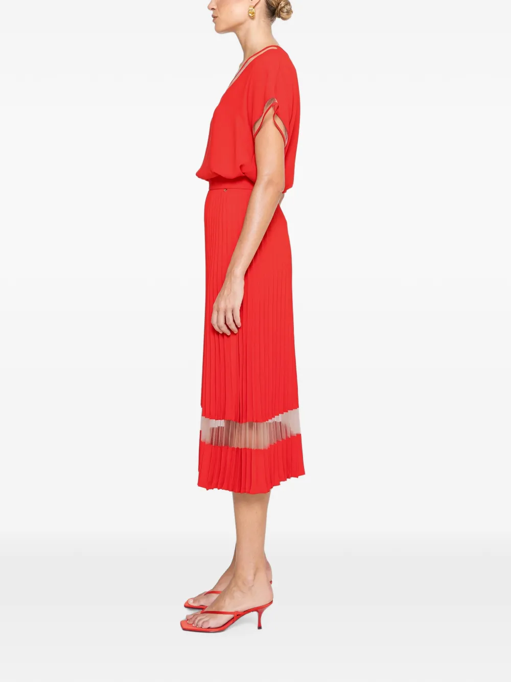 NISSA Midi-plooirok Rood