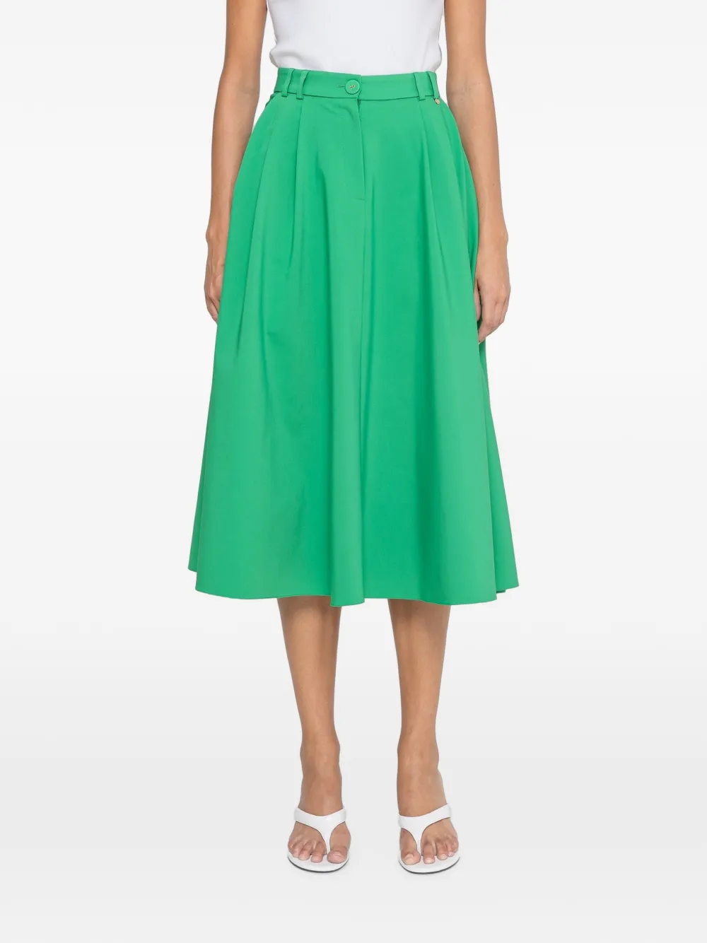 NISSA high-waisted cotton midi skirt - Verde