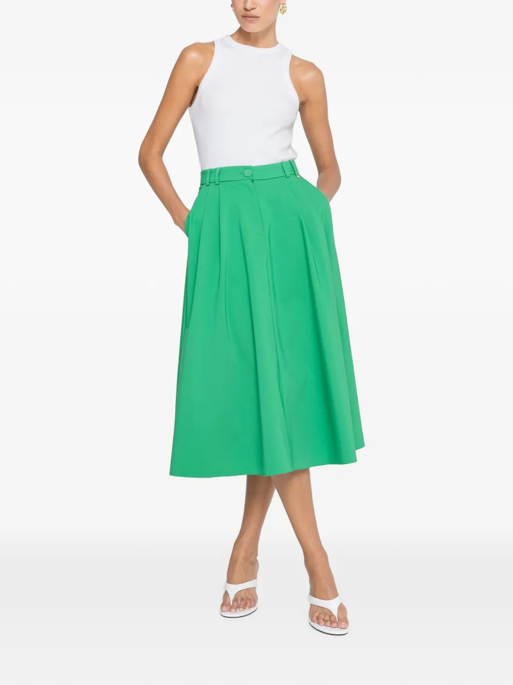 NISSA High waist midi-rok Groen