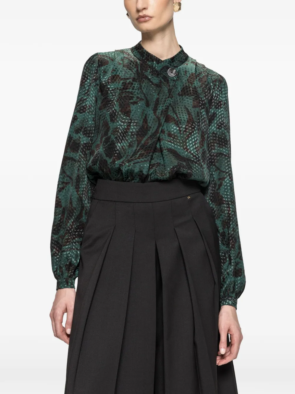 NISSA floral-print viscose top - Verde