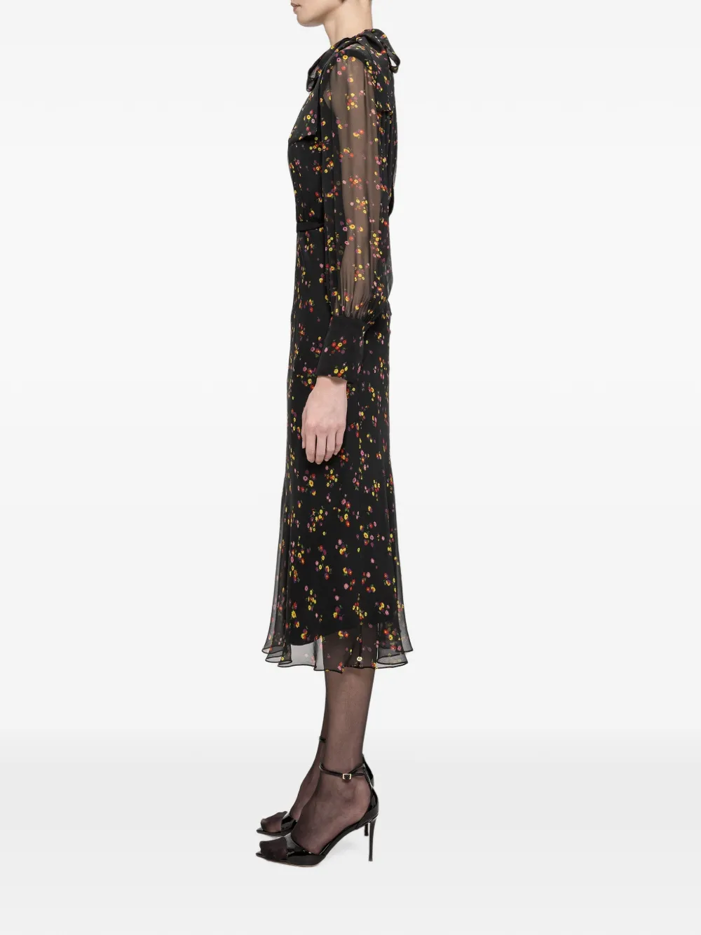 NISSA Midi-jurk met bloemenprint Zwart
