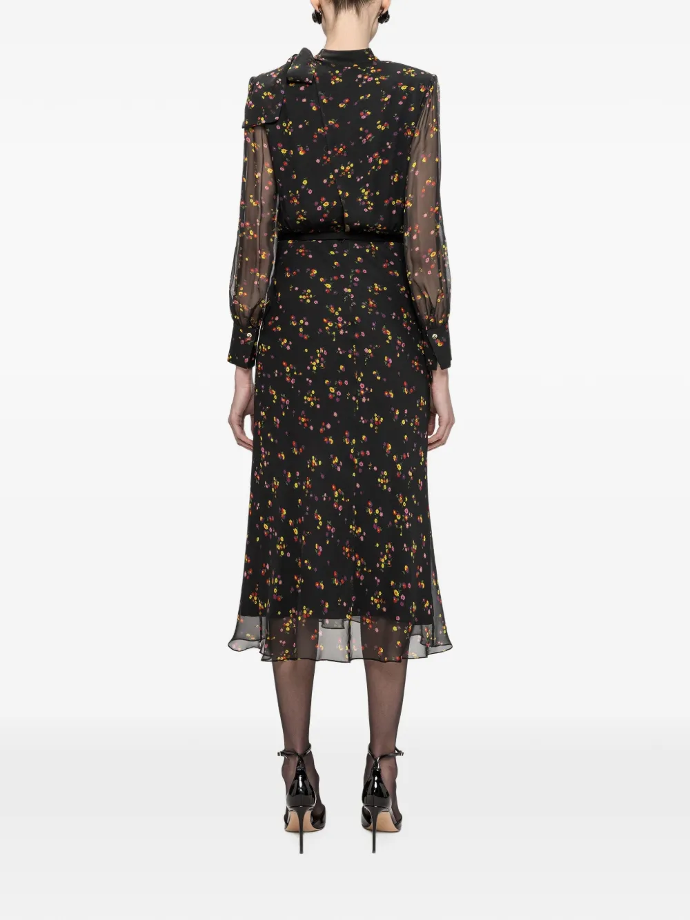 NISSA Midi-jurk met bloemenprint Zwart