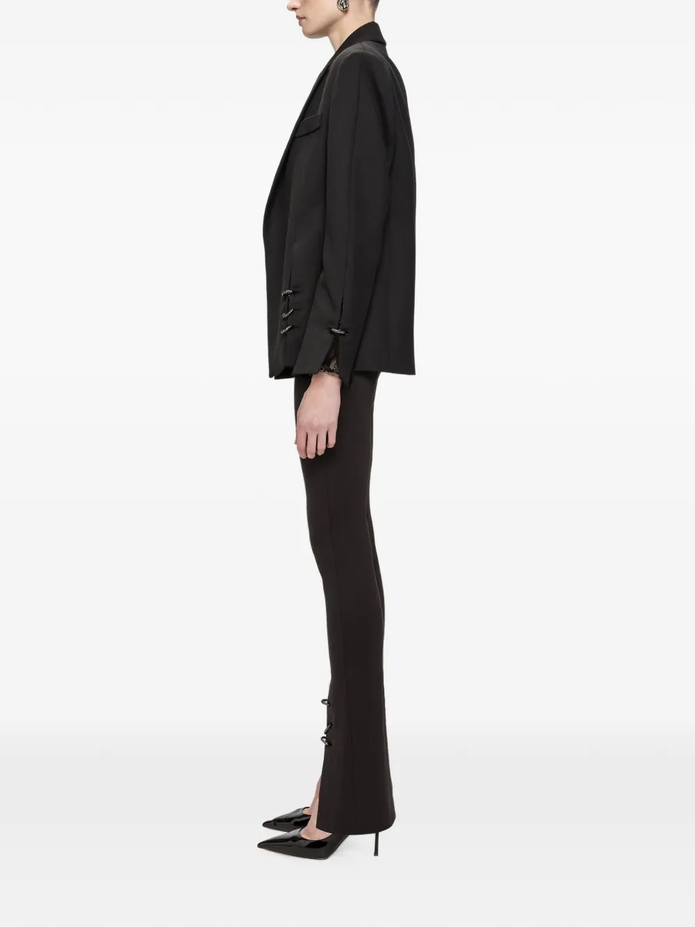 NISSA High-waist broek van viscoseblend Zwart