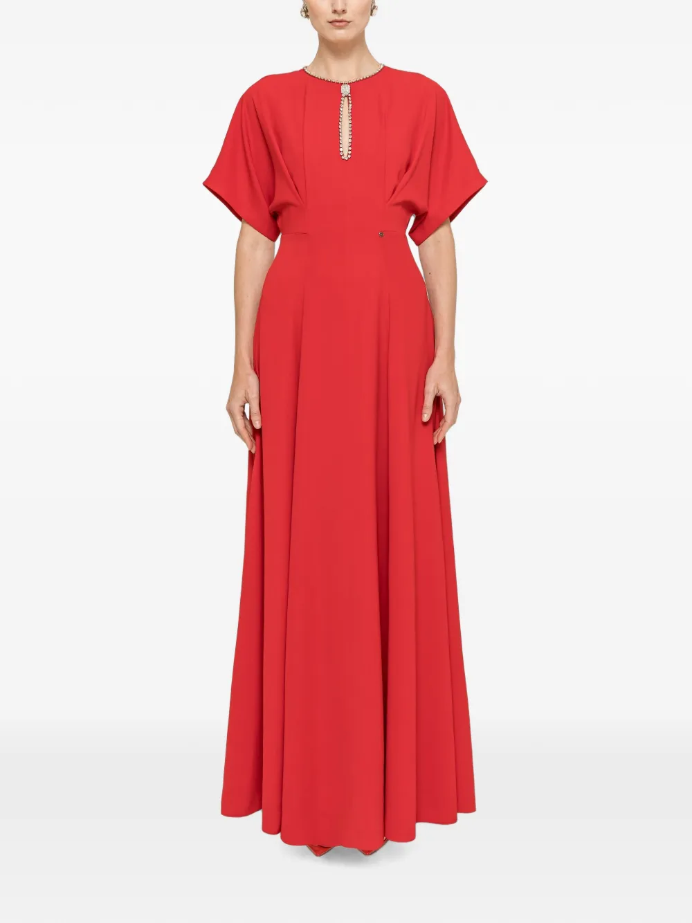 NISSA crystal-details maxi dress - Rosso