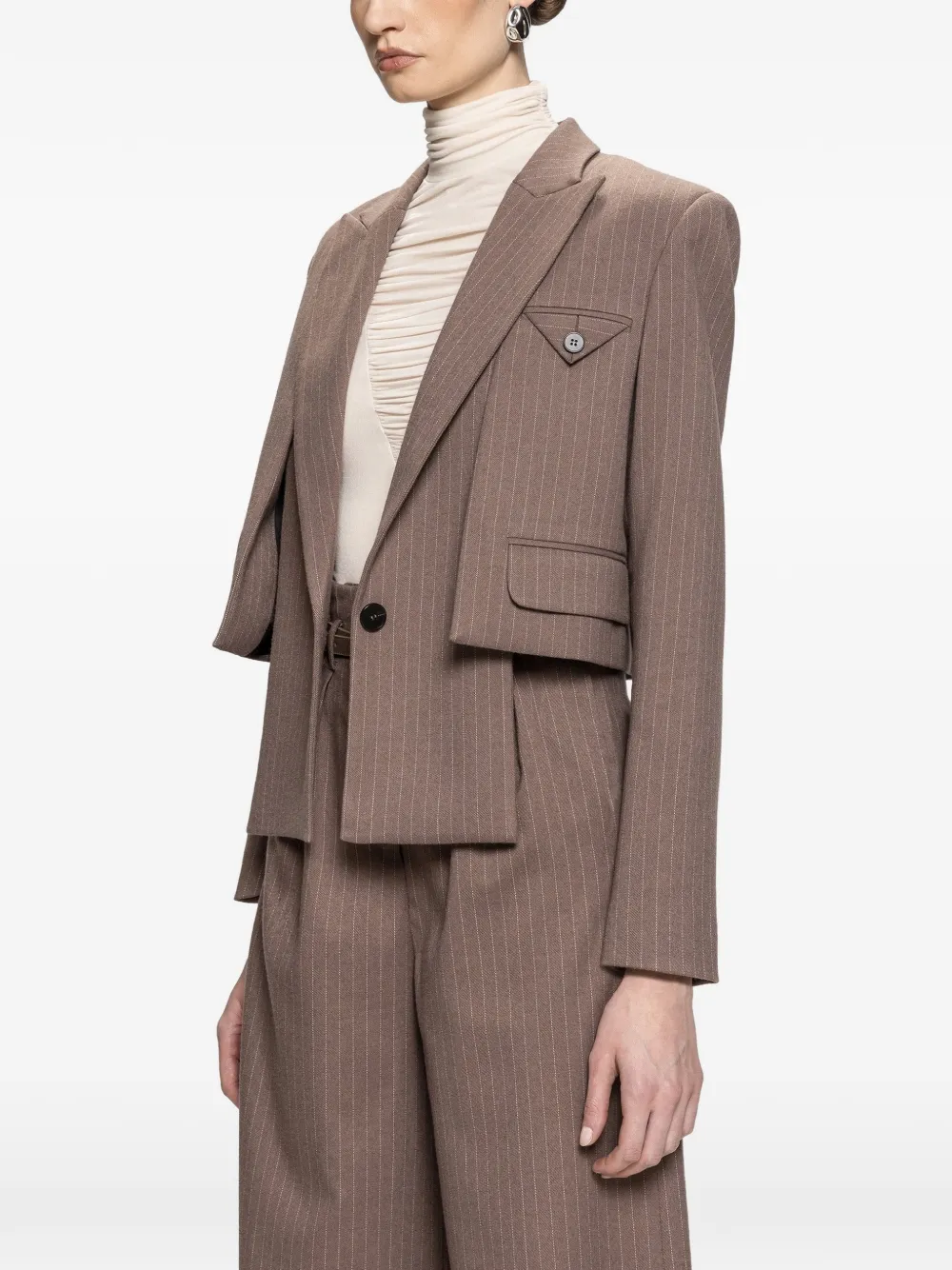 NISSA pinstripe blazer - Marrone