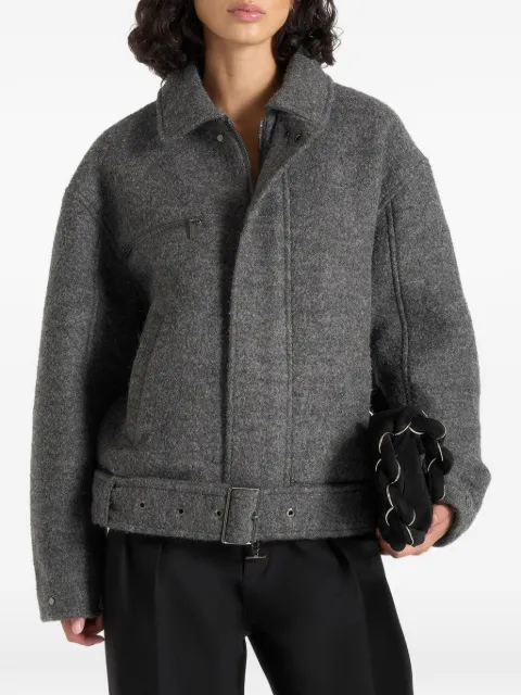 Manière De Voir Ezra in grey wool belted bomber jacket