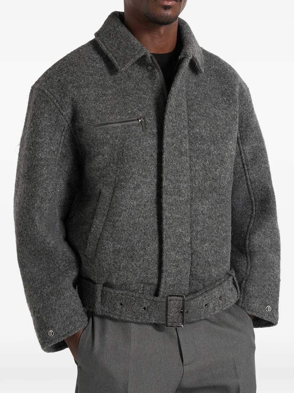 Manière De Voir Ezra Bomberjacke mit Gürtel - Grau