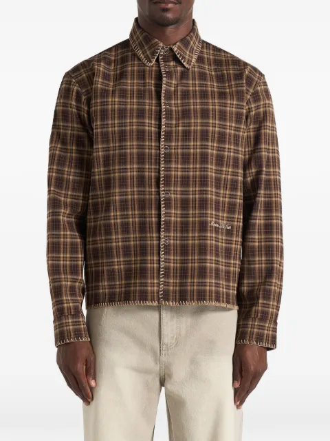 Manière De Voir Blake in brown whipstitch check shirt