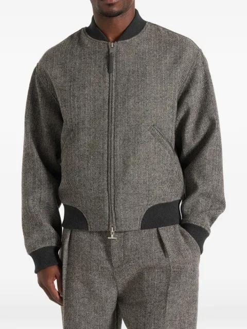 Manière De Voir Leandro in grey herringbone wool bomber jacket