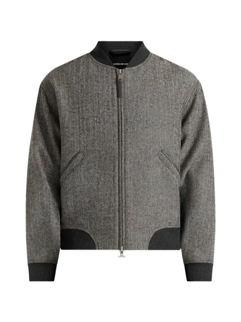 Manière De Voir Leandro in grey herringbone wool bomber jacket