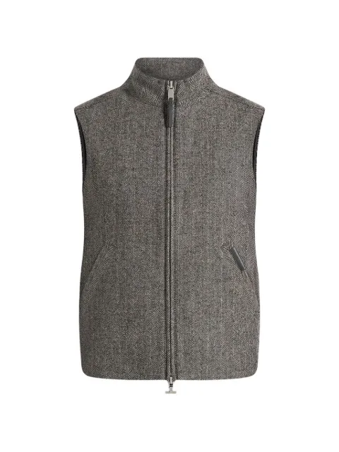Manière De Voir Levi in grey herringbone wool zip gilet