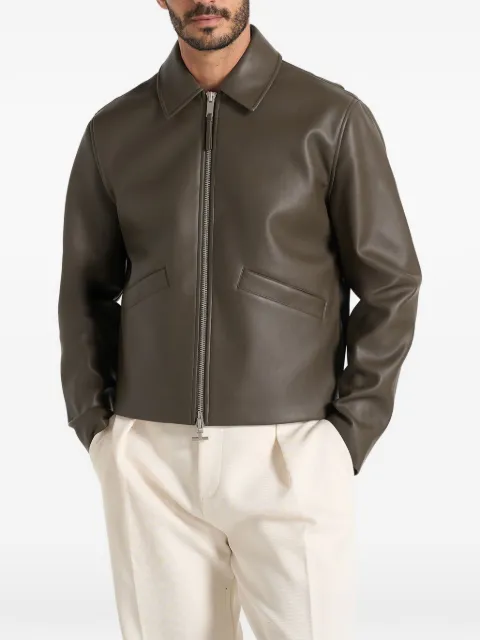 Manière De Voir Yves in olive minimal leather jacket