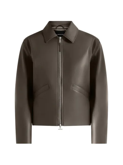 Manière De Voir Yves in Olive minimal leather jacket