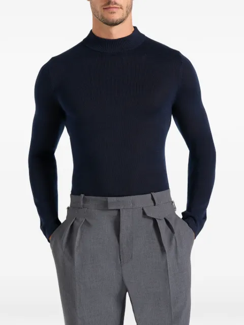 Manière De Voir KW003 in navy fitted mock-neck wool-blend jumper