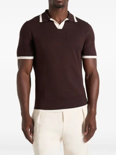 Manière De Voir Lambert in brown contrast detail knit polo shirt