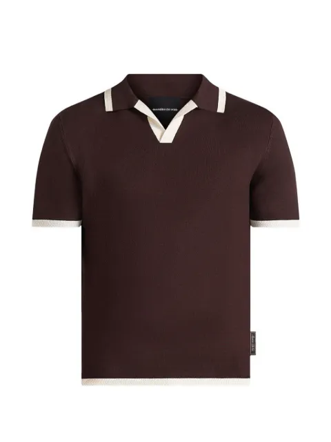 Manière De Voir Lambert in brown contrast detail knit polo shirt