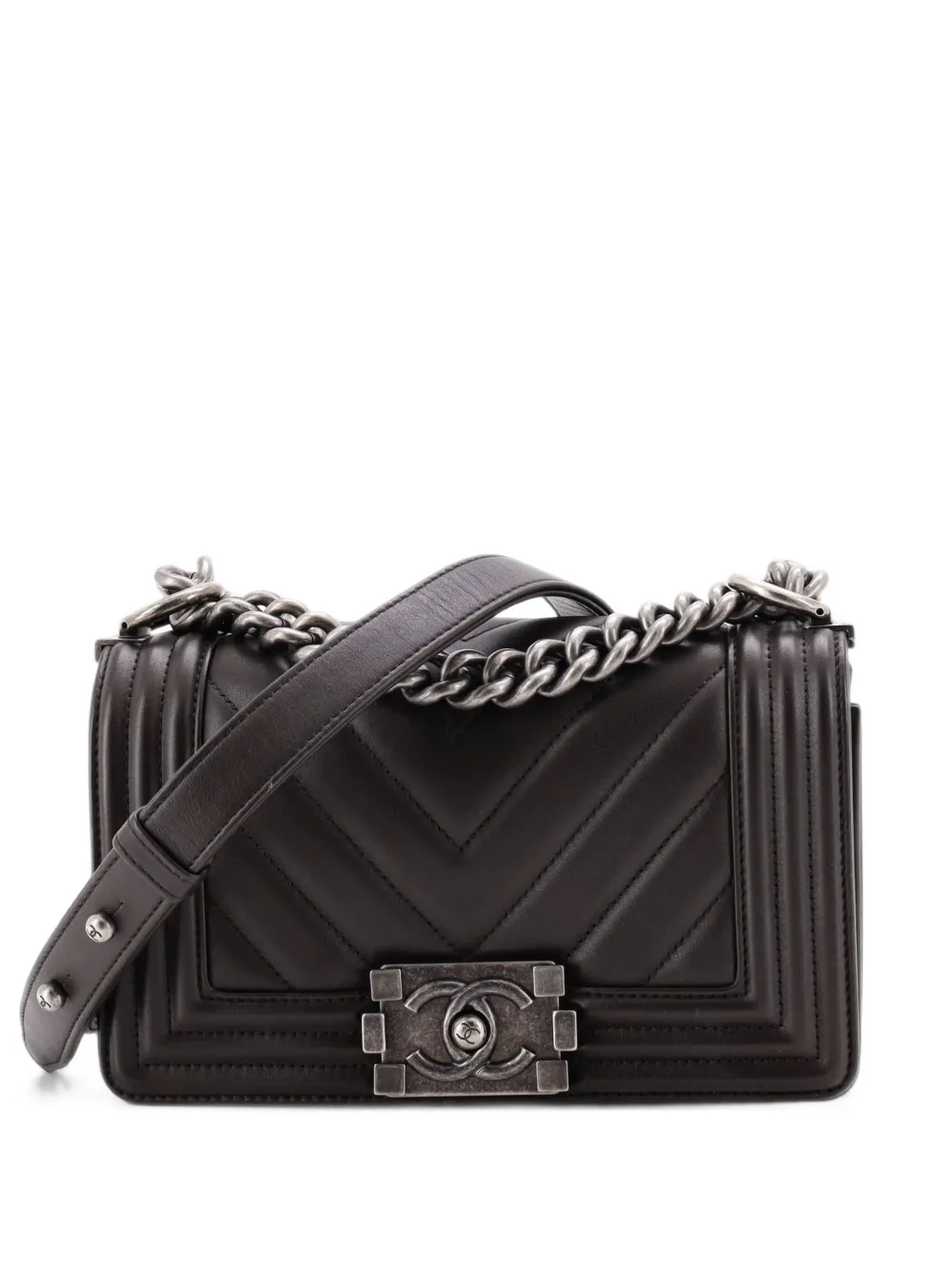CHANEL Pre-Owned Boy Flap Bag Chevron Calfskin Small crossbody bag - Braun