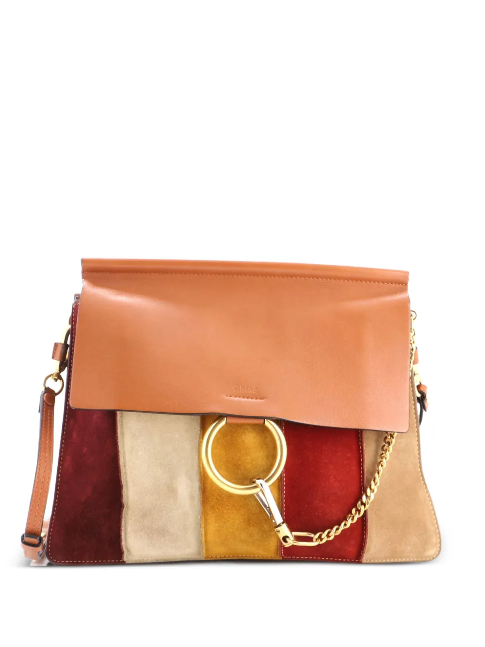 Chloé Pre-Owned Faye Stitched Suede and Leather Medium shoulder bag - Marrone