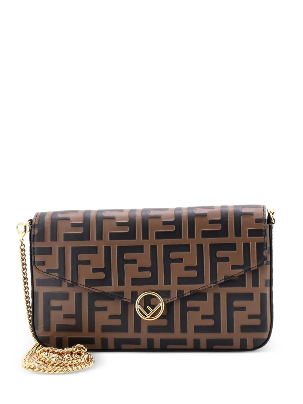 Fendi Pre-Owned Clutch F is Fendi in pelle con motivo Zucca goffrato - Marrone