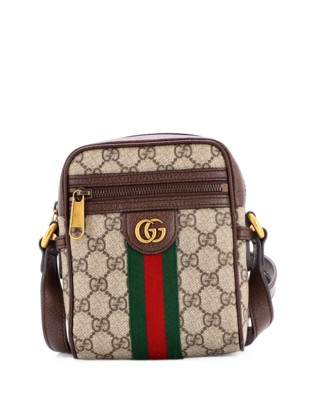 Gucci Pre-Owned Borsa a tracolla Ophidia mini in tela cerata GG - Marrone