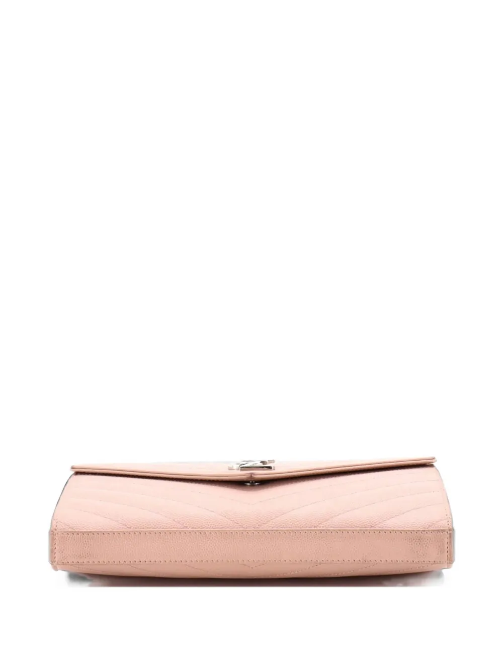 Pre-owned Saint Laurent Classic Monogram Wallet On Chain Matelasse Chevron Leather Medium Crossbody Bag In Neutrals