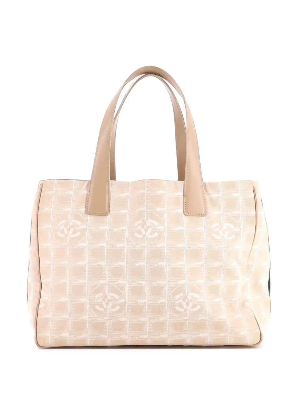 Pre-owned Chanel Travel Line Nylon Medium Tote Bag In Neutrals