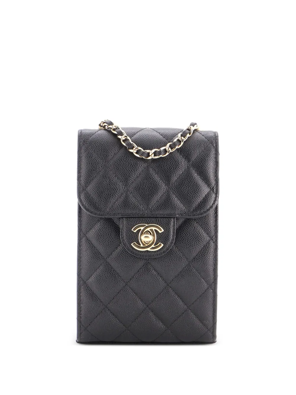CHANEL Pre-Owned CC Flap Phone Holder Crossbody Bag Quilted Caviar clutch bag - Nero