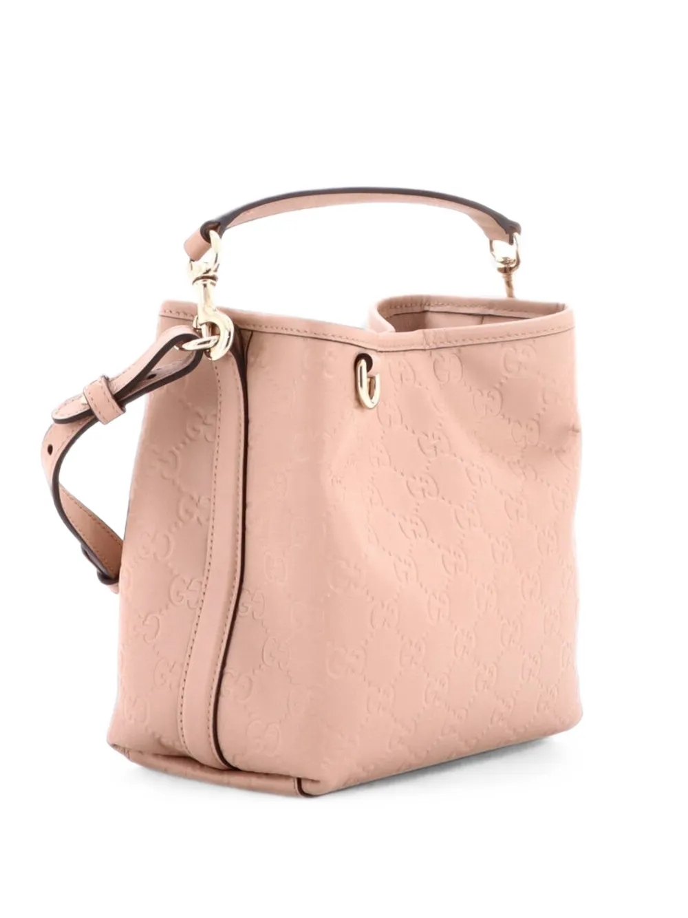 Gucci Pre-Owned GG Emblem GG Embossed Leather Small bucket bag - Nude
