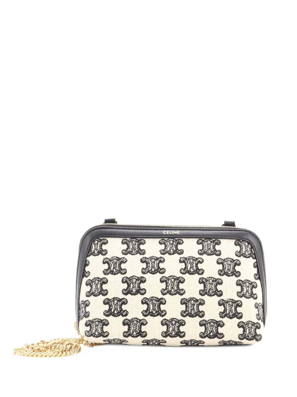 Celine Pre-Owned Clutch Triomphe in tela con zip - Blu
