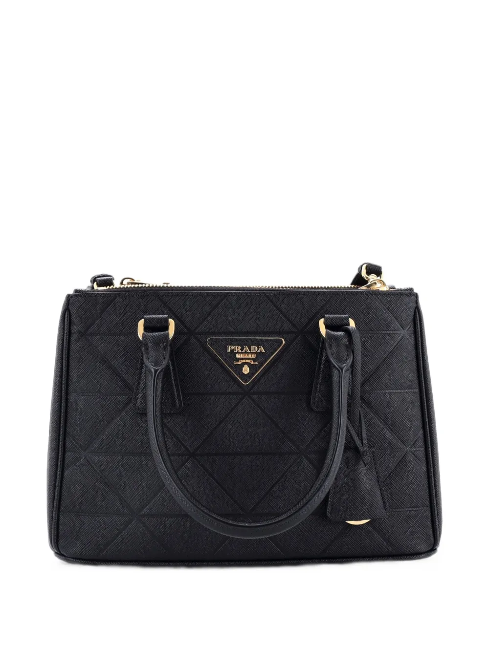 Prada Pre-Owned Borsa a tracolla Symbole mini in pelle Saffiano con doppia zip - Nero