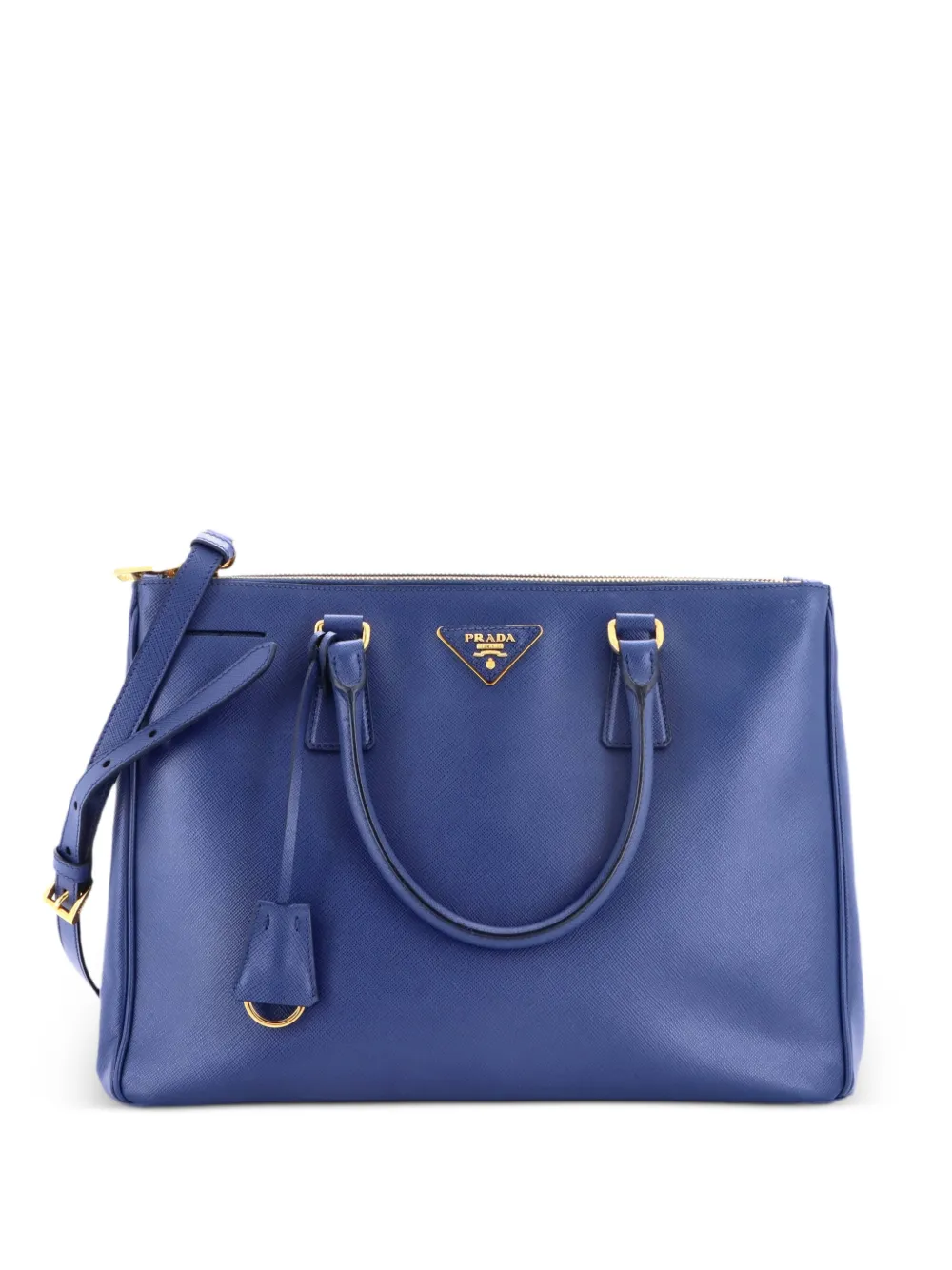 Prada Pre-Owned Borsa tote Double Zip Lux media in pelle Saffiano - Blu