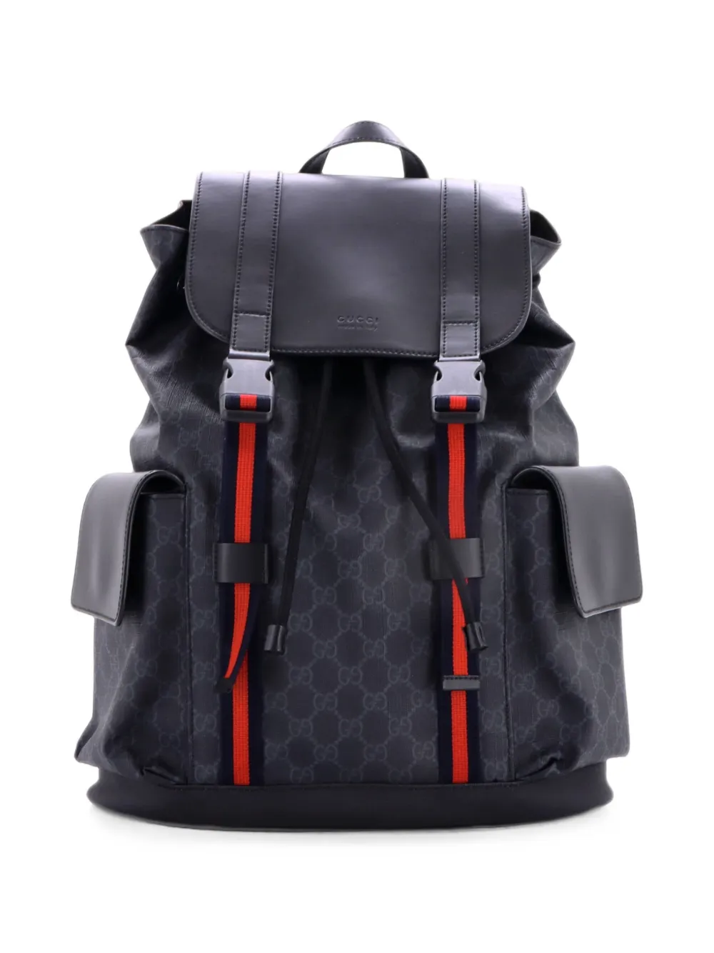 Gucci Pre-Owned Double Pocket Buckle GG Coated Canvas Large backpack - Nero