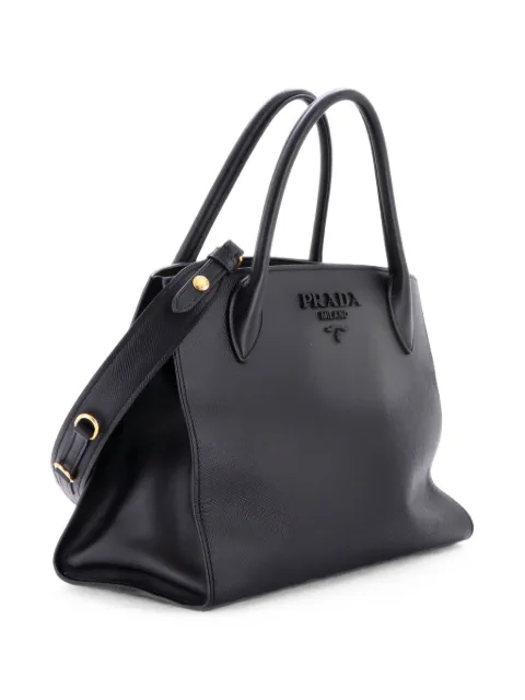 Prada Pre-Owned Monochrome Saffiano with City Calf Medium tote bag