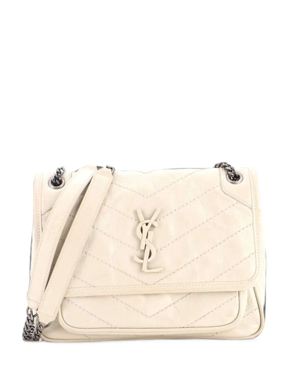Saint Laurent Pre-Owned Niki Chain Flap Bag Matelasse Chevron Leather Baby shoulder bag - Nude
