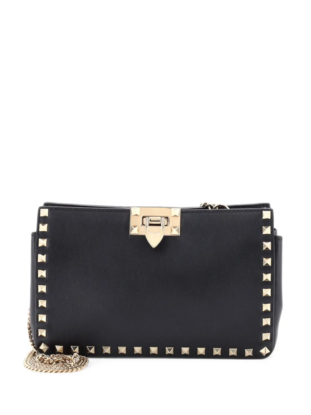 Valentino Garavani Pre-Owned Rockstud Flip Lock Chain Crossbody Leather Small clutch bag - Nero