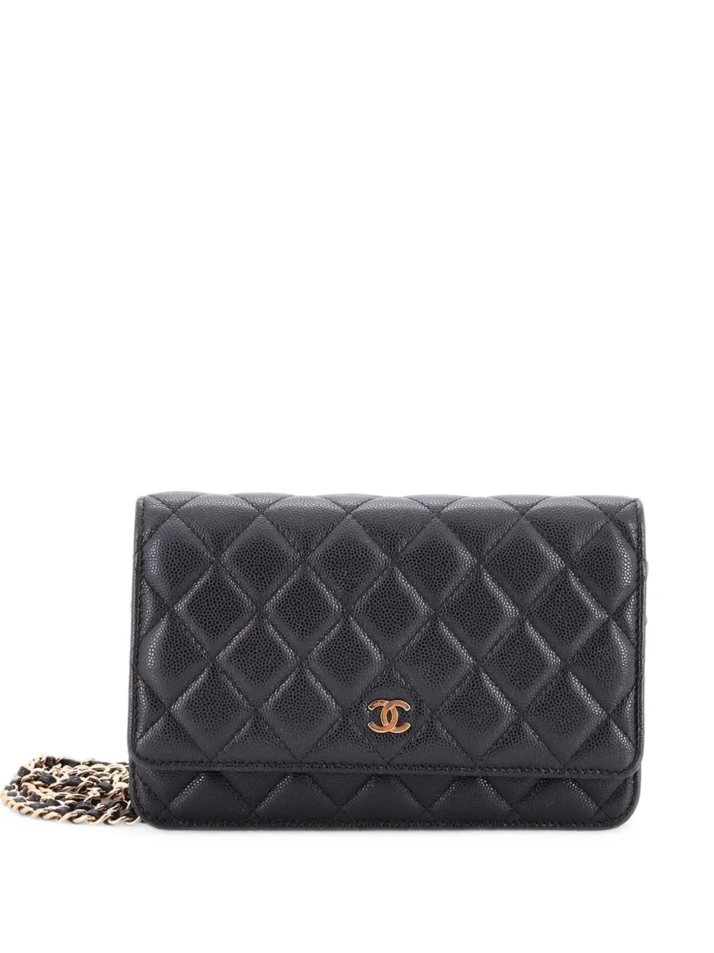 CHANEL Pre-Owned Wallet on Chain Quilted Caviar crossbody bag - Schwarz
