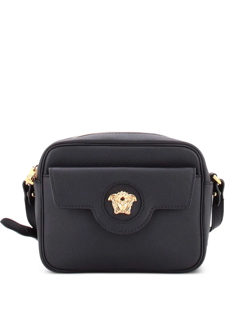 Versace Pre-Owned La Medusa Flap Pocket Camera Bag Leather Small crossbody bag - Black