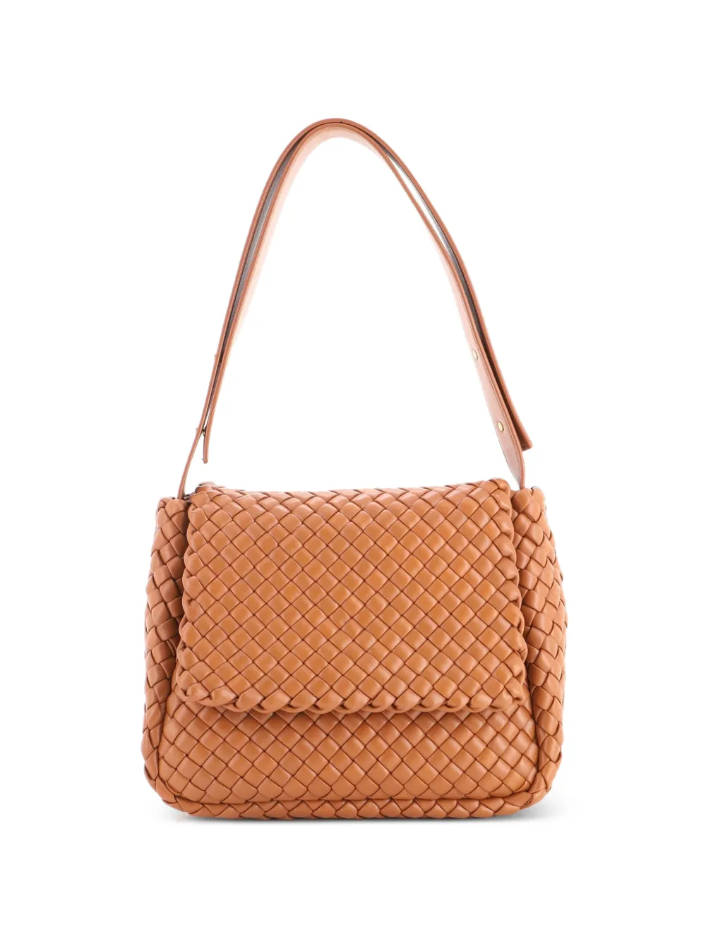 Bottega Veneta Pre-Owned Borsa a spalla imbottita piccola in pelle con design Intrecciato - Marrone
