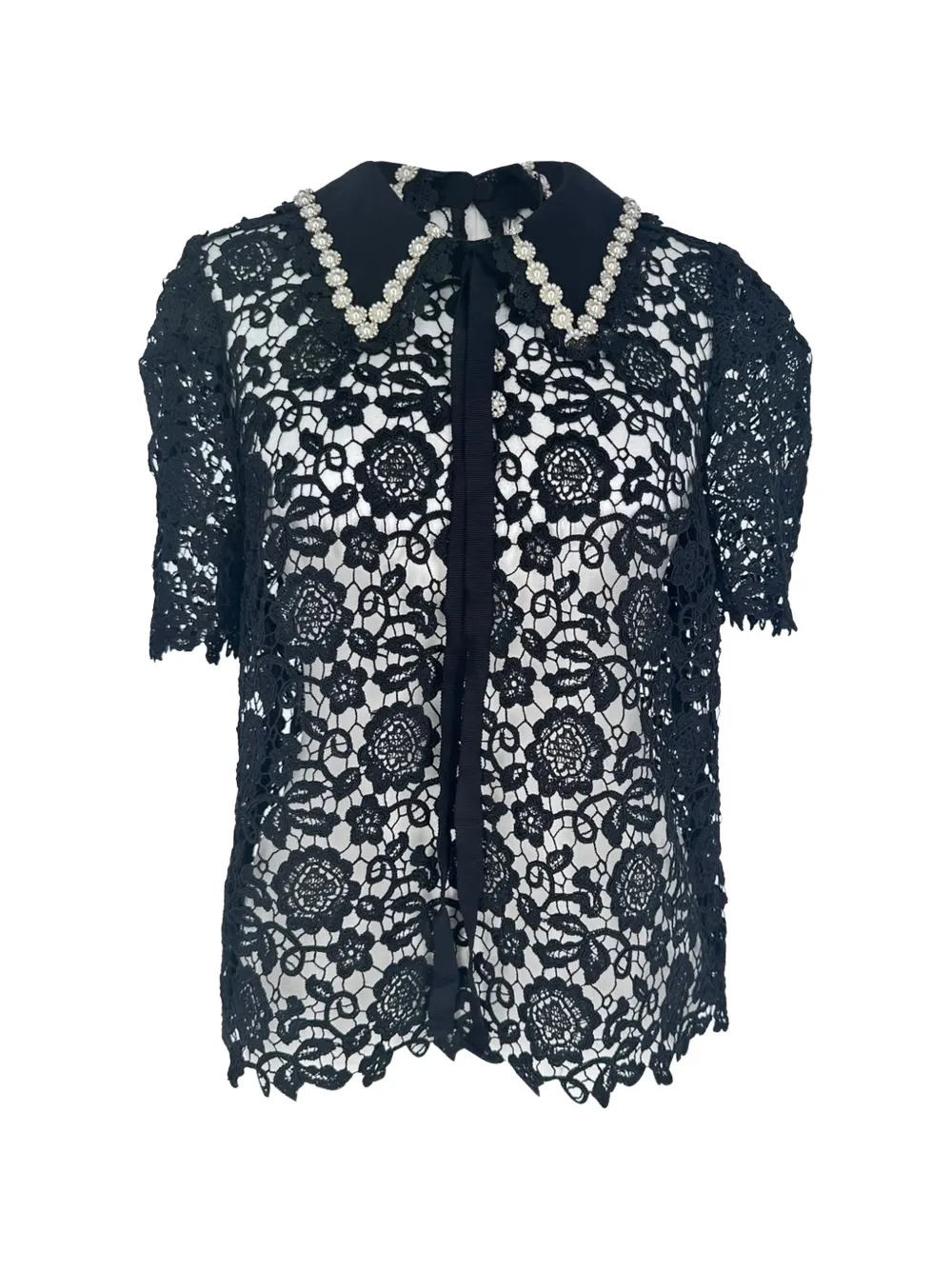 Self-Portrait 2021 Guipure lace blouse - Schwarz