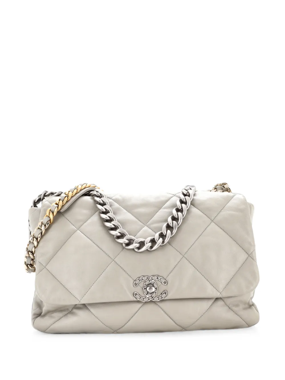 CHANEL Pre-Owned Borsa a tracolla 19 maxi in pelle trapuntata con battente - Verde