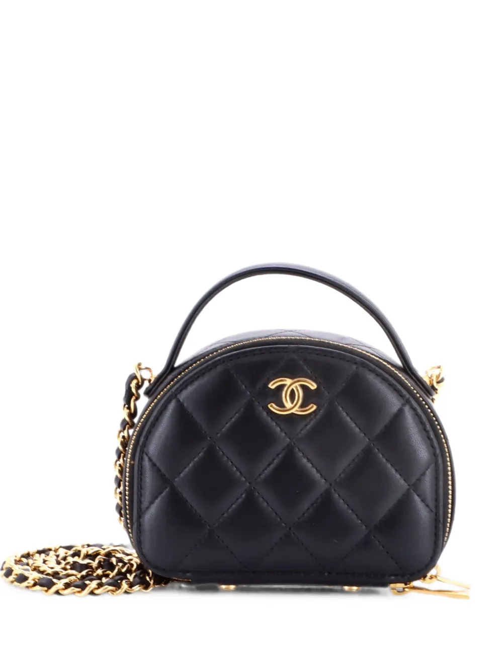 CHANEL Pre-Owned Chic Riviera Vanity Case with Chain Quilted Lambskin Mini satchel - Black