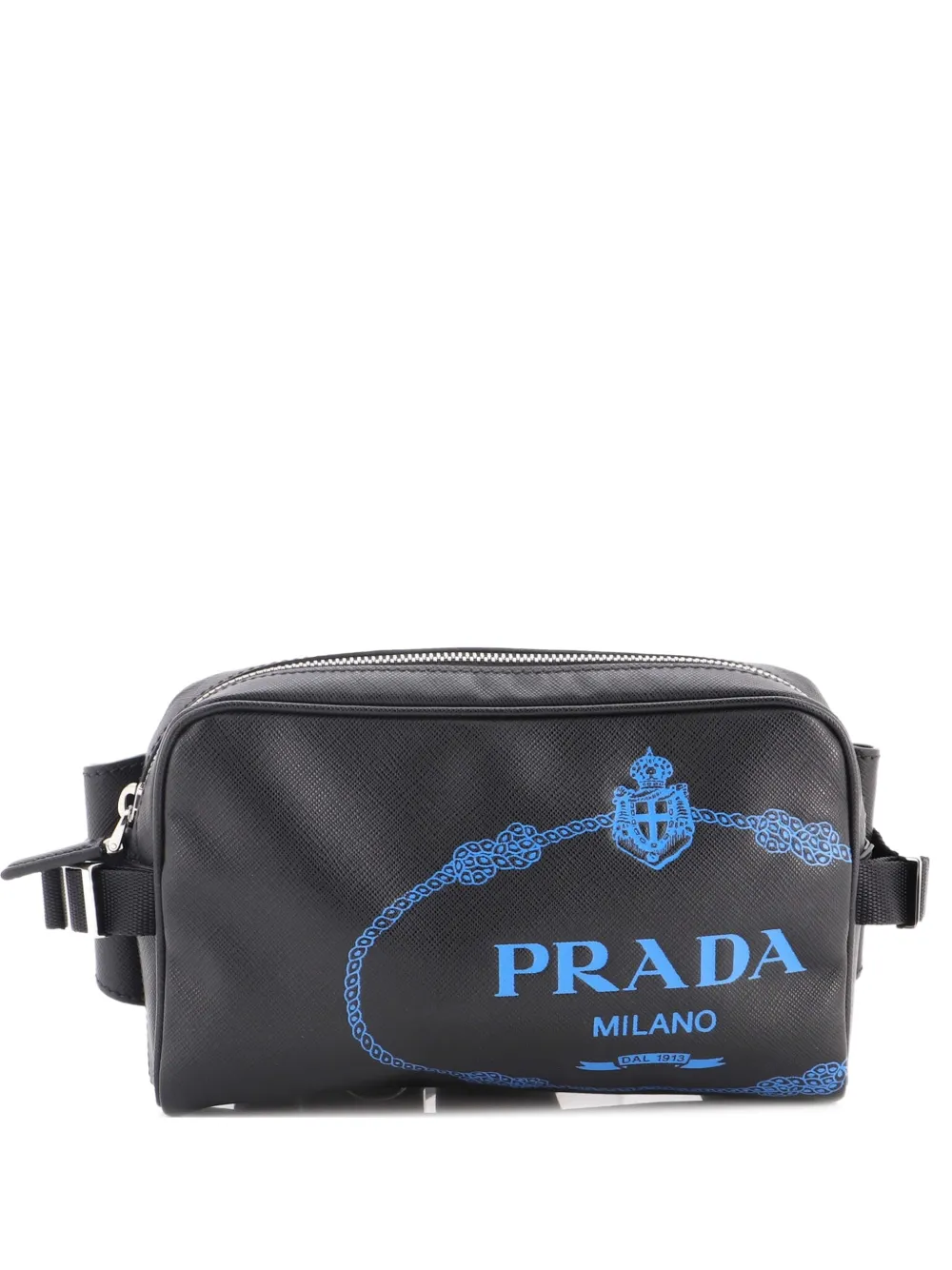 Prada Pre-Owned Logo Waist Bag Printed Saffiano Leather belt bag - Nero