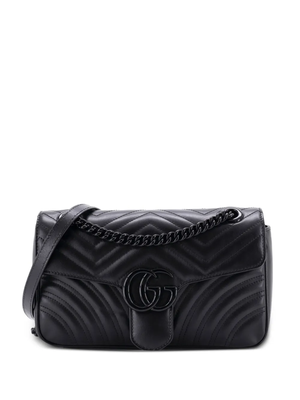 Gucci Pre-Owned Borsa a tracolla GG Marmont piccola in pelle matelassè con battente - Nero
